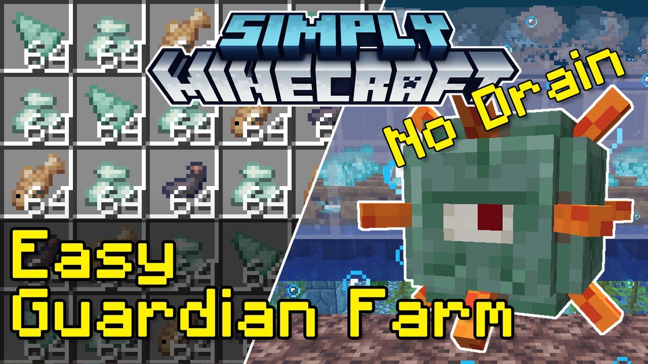 Easy Guardian Farm Tutorial (No Drain/Water Removal) | Simply Minecraft (Java Edition 1.17/1.18)