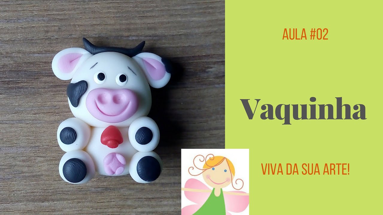 Como Modelar esta Simpática Vaquinha? Vem ver no Passo a Passo! Modelagem em Biscuit Feito à Mão