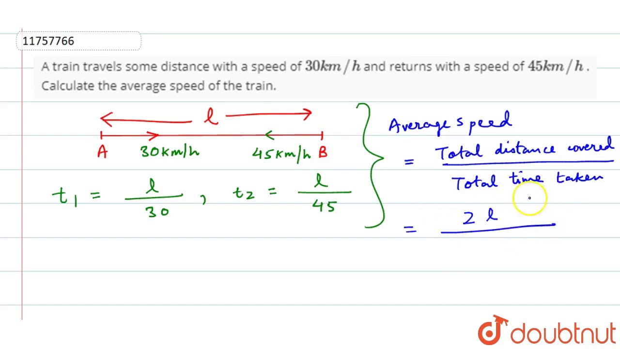 A train travels some distance with a speed of `30 km//h` and returns with a speed of `45 km//h` .