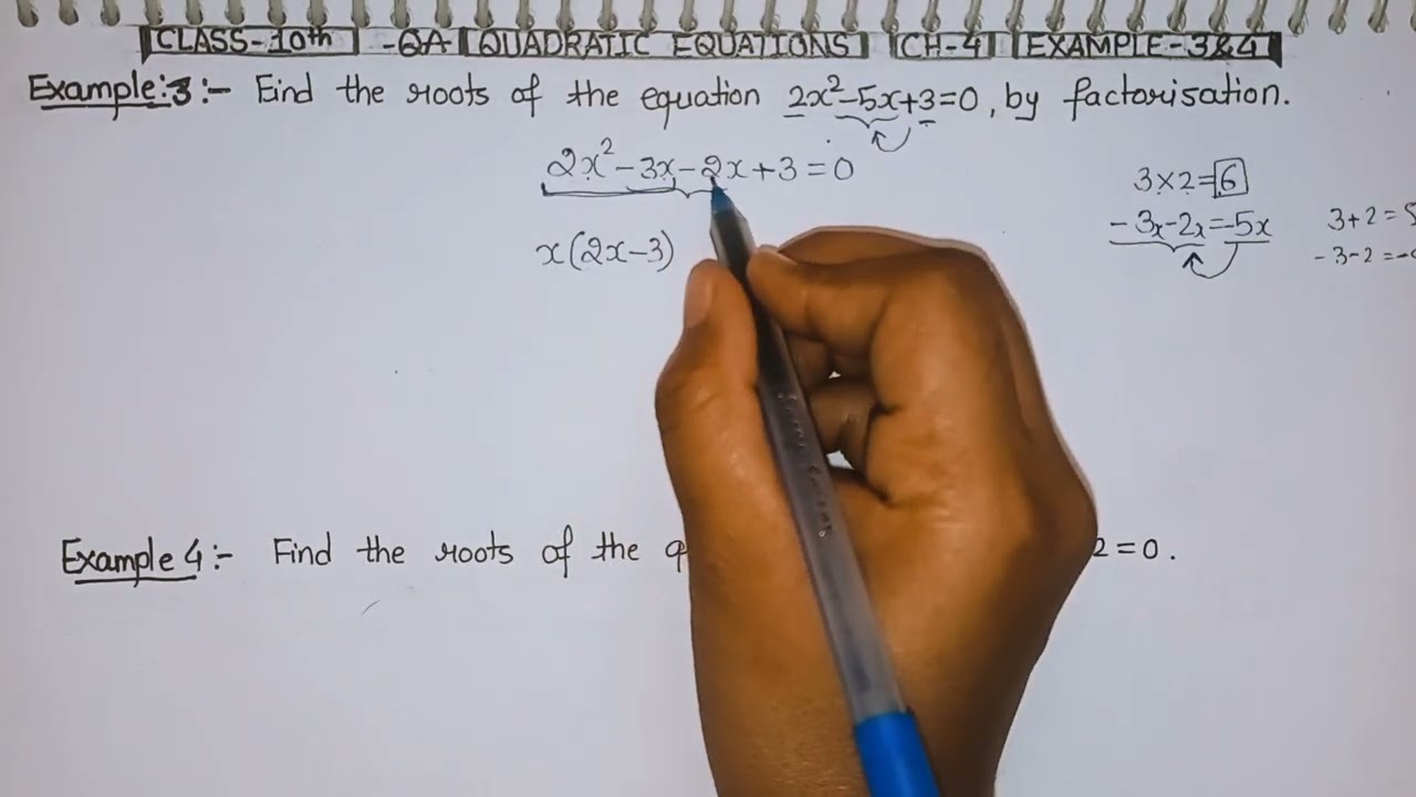 Quadratic equations/ class-10th / chapter-4 / NCERT / examples-3 & 4 / by Vandana maths classes 