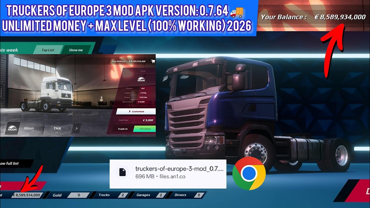Truckers of Europe 3 MOD APK Version: 0.7.64 🚚 | Unlimited Money + Max Level (100% Working) 2026