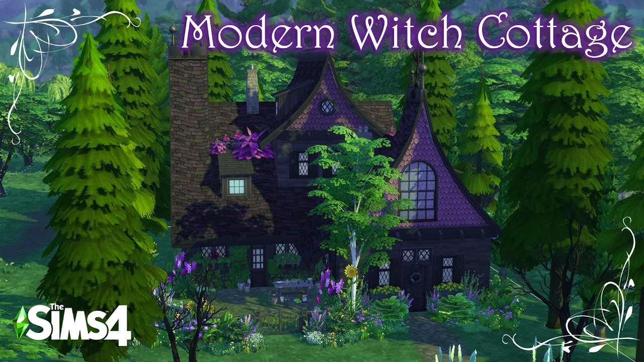 Modern Dark Witch Cottage | Sims 4 Relaxing Longplay Build 😌 | No Commentary | No CC
