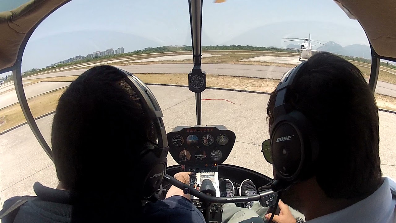 Acionamento e decolagem  helicóptero R22 - De Jacarepaguá - pouso de treinamento em Guaratiba 2015.