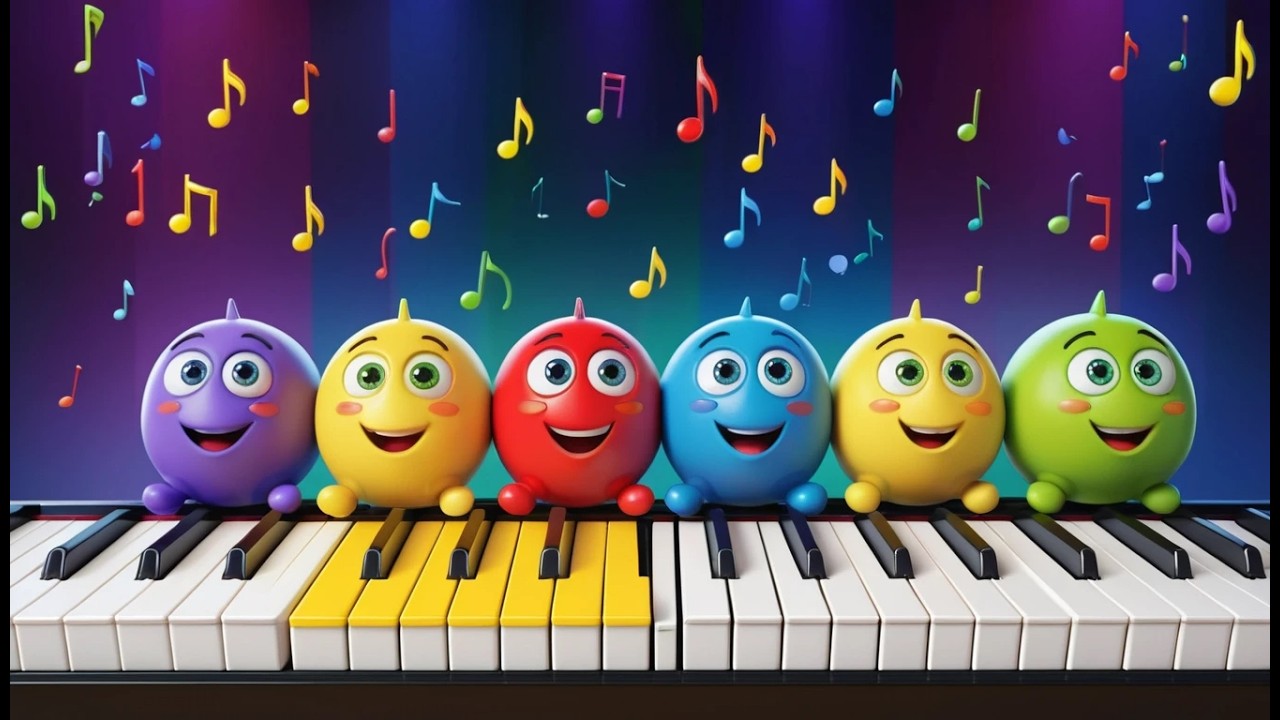 Five Little Toy Pianos Ding Ding Ding | Musical Instrument Song & Counting for Kids
