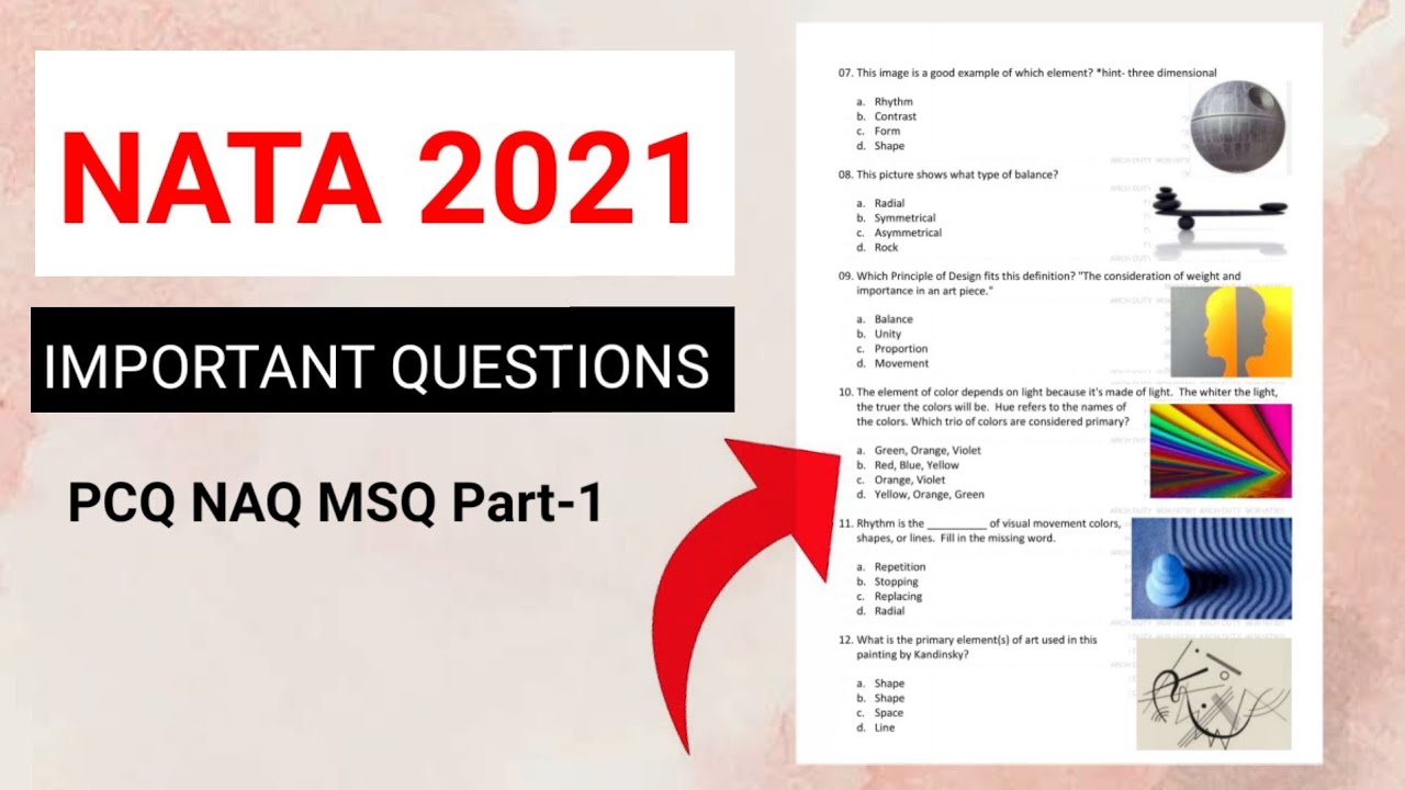 PCQ NAQ MSQ Part  -1 | Free test series for nata 2021 |Most Important questions for nata