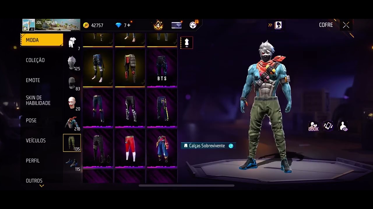 Conta Free Fire com Sombra Roxa + Punho + Jaqueta ASUS &mdash; R$158 🔥