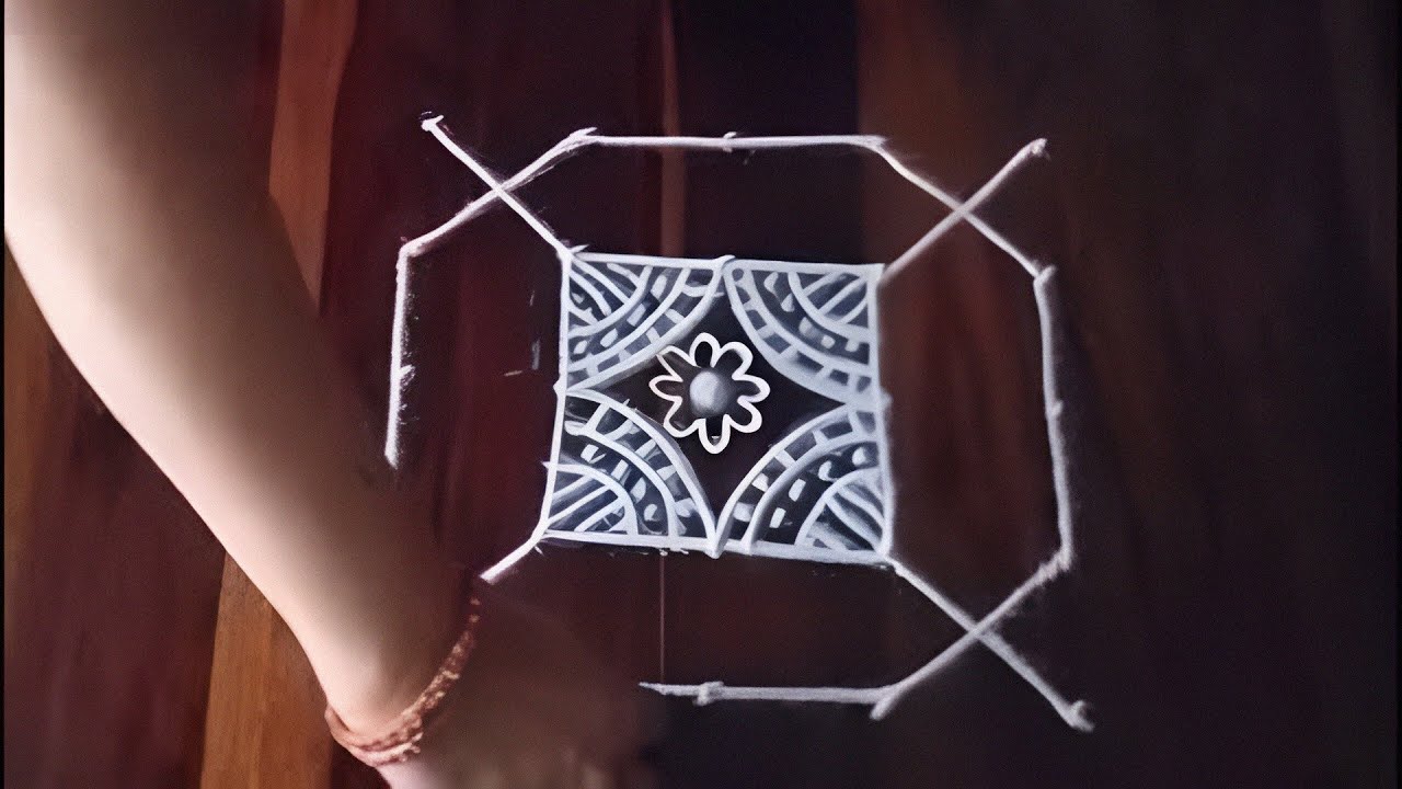 5x5 dots rangoli design | beautiful kolam of different flowers | traditional muggulu