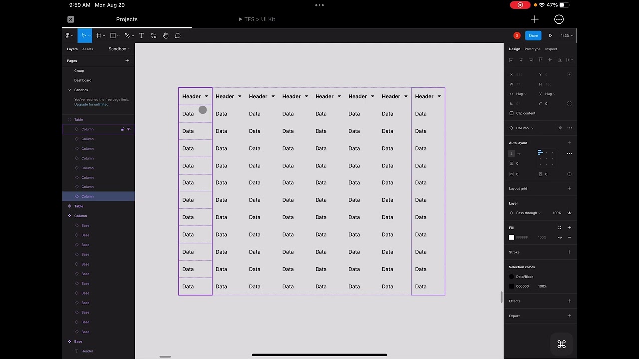 How to create a Data Table (Datatable) - Figma