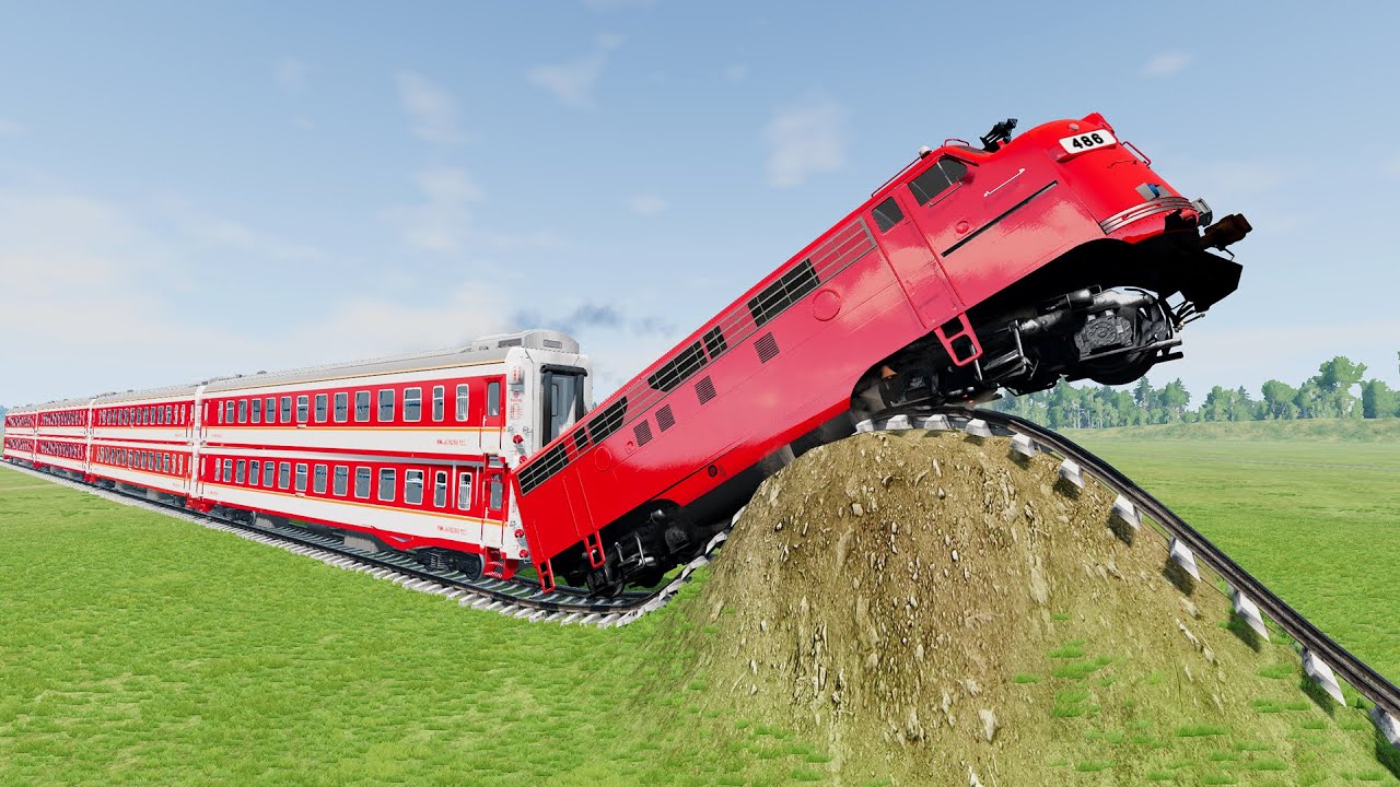 Trains Vs Bulged Rail #25 - Beamng.Drive