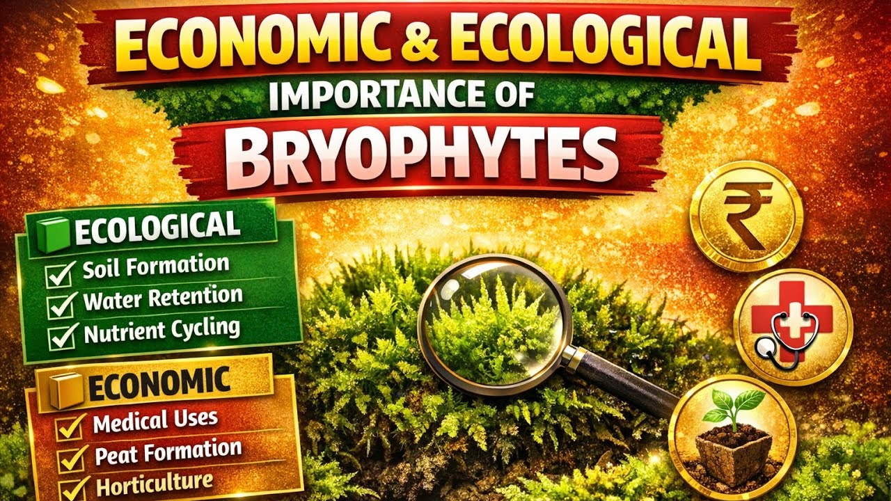 Economic and ecological importance of bryophyte | Soil formation | Water retention |Nutrient cycling