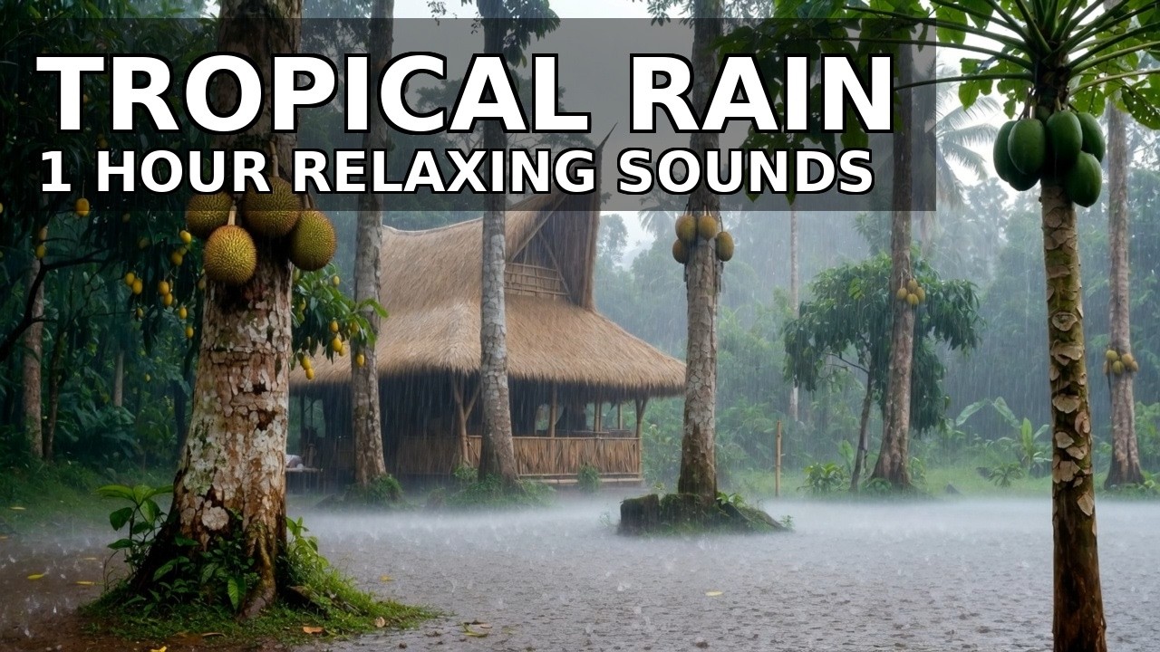 Rainy Forest Cabin in Tropical Garden 🌧️ 2 Hours Relaxing Rain Sounds for Sleep & Study