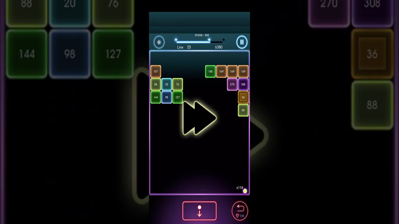 Mobirix Bricks Breaker Quest: Stages 885, 886 (Completed), 887 (Attempted)