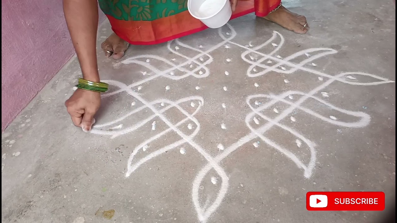 💐9*1dots kampi kolam #daily kolam kutti kolam easy kolam 