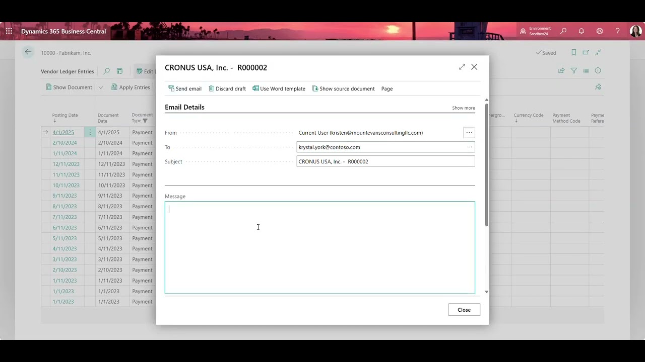 Send Remittance Advice in Microsoft Dynamics 365 Business Central