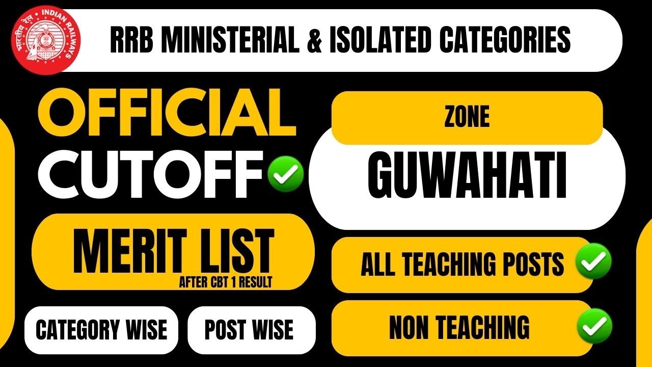 RRB CEN 07/2024 Official Cut-Off & Merit List | RRB Guwahati Teaching & Non-Teaching | All Post