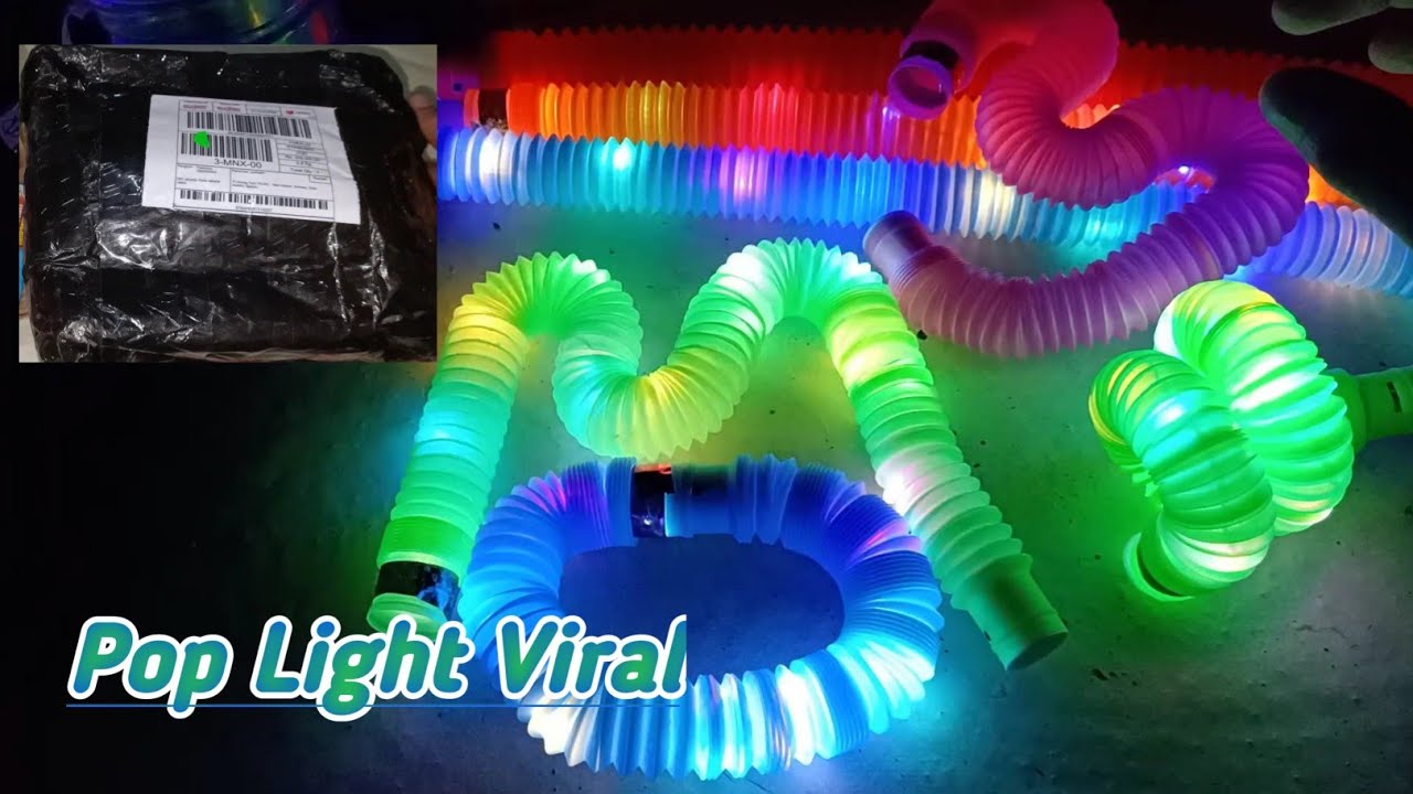 unboxing pop light _ mainan viral anak light up pop pipes _ pop tubes led light _ pop tube light led