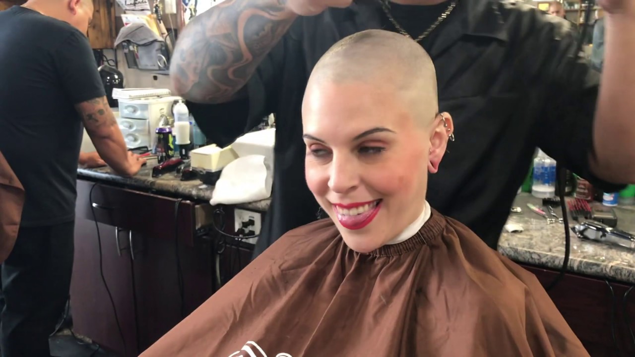 Brittany LV 3: Fauxhawk to Completely Bald in Barbershop (YT Original)