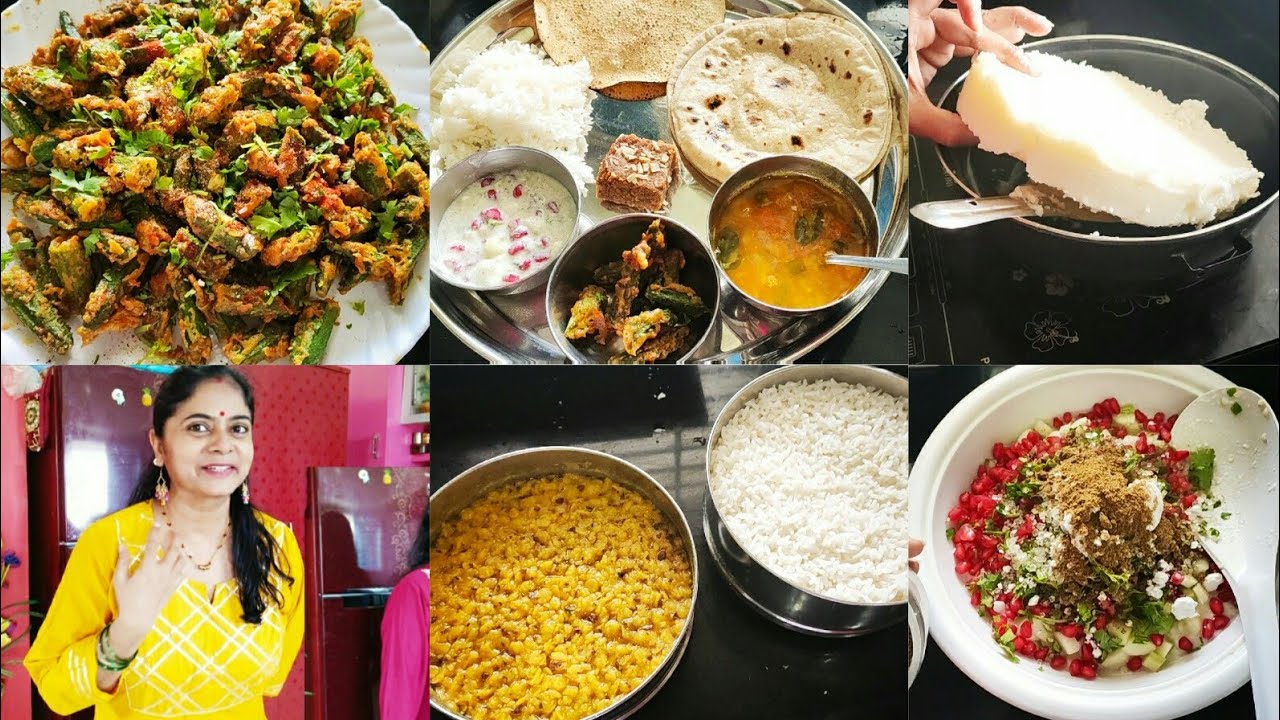 LUNCH TO EVENING FULL ROUTINE+Lunch Box Idea, Kurkuri Bhindi, Ghee at Home, Dal Fry, Koshimbir Raita