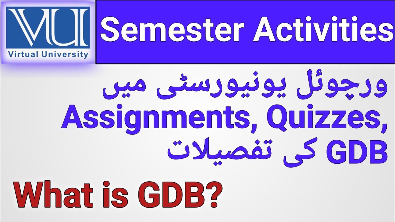 Virtual university semester activities details/ What is GDB/ How to solve assignments, quizzes in VU