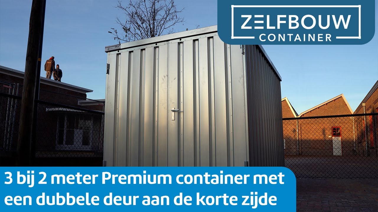 3 bij 2 meter Premium container met een dubbele deur aan de korte zijde