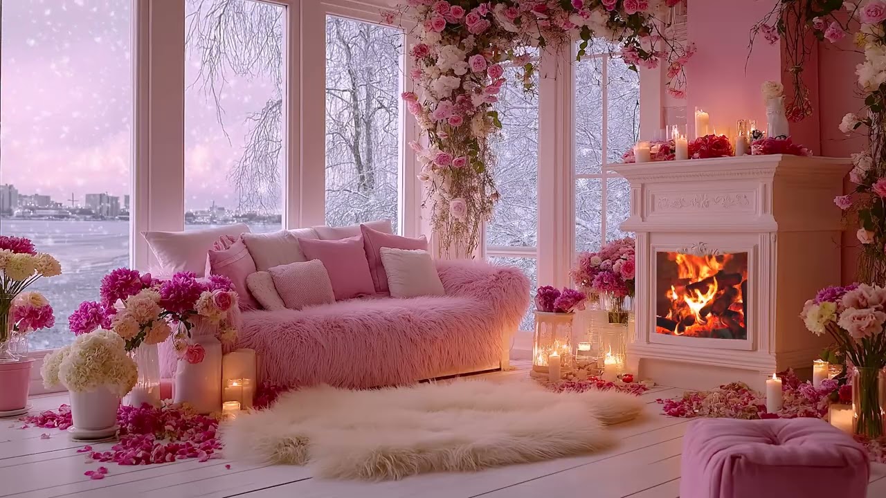 Relaxing Snowy Wind with Crackling Fireplace Sounds for Anxiety Relief, Deep Sleep & Cozy Winter