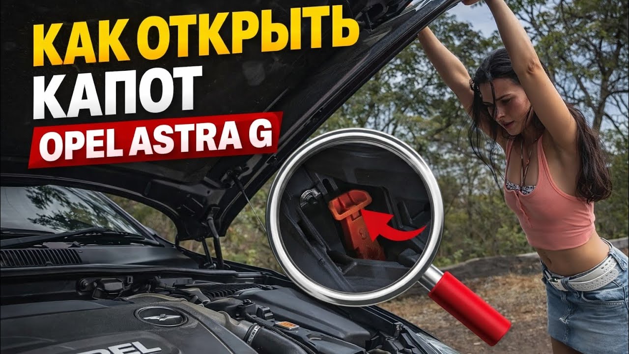 Опель Астра. Как открыть капот? Opel Astra. How to open the hood?