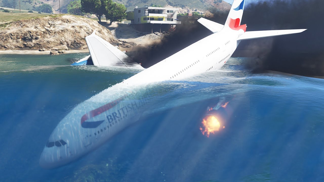 Аварийная посадка на воду самолета Airbus A380 GTA 5