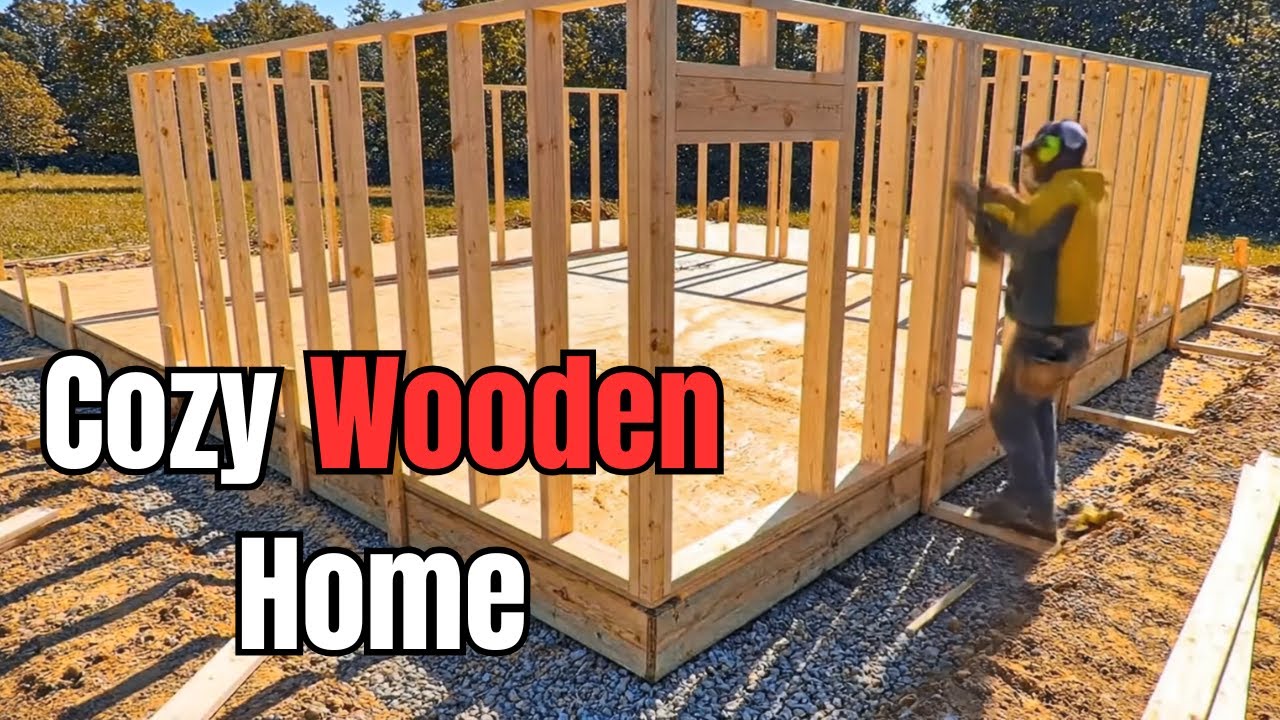 Classic Wooden Cabin House Construction | Cozy Log Cabin Build | Wood Build AI
