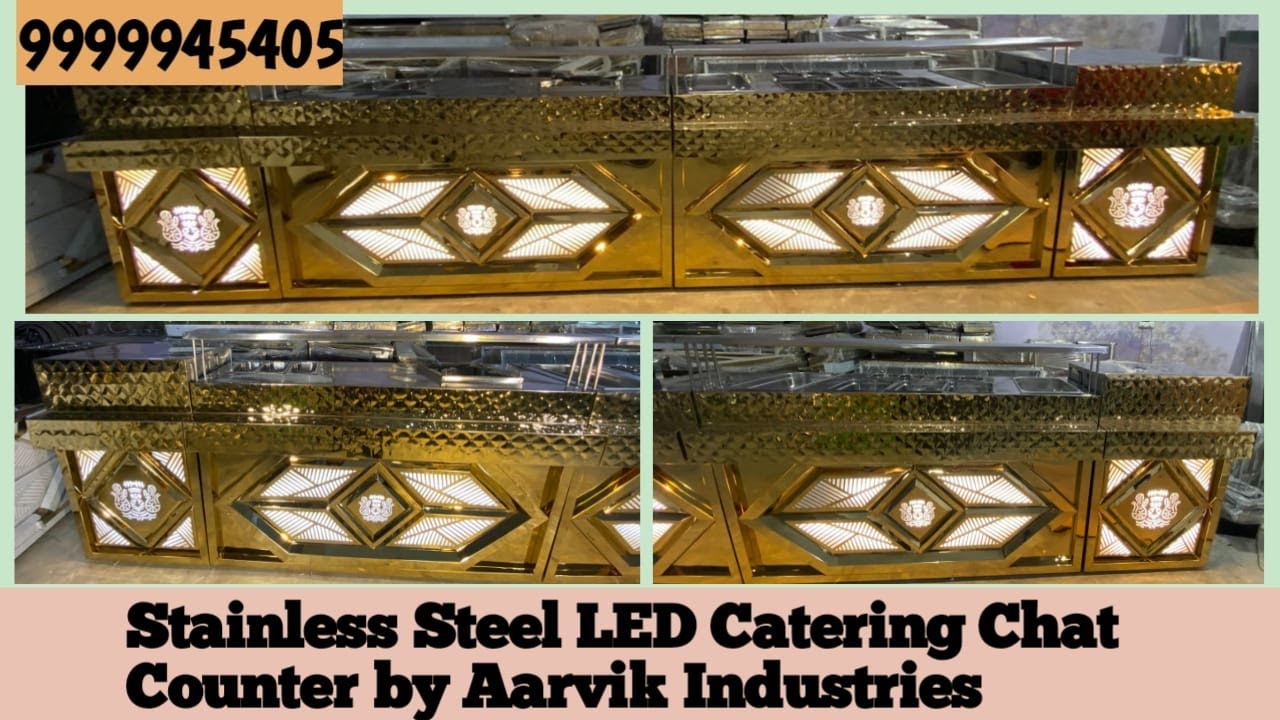 Stainless Steel LED Catering Chat Counter For Banquet Or Marriage Hall  By Aarvik Industries.