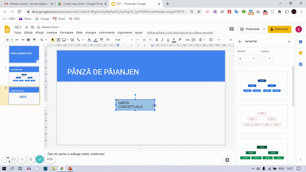 Harta conceptuala Google Slides - prof. Daniela Tilica