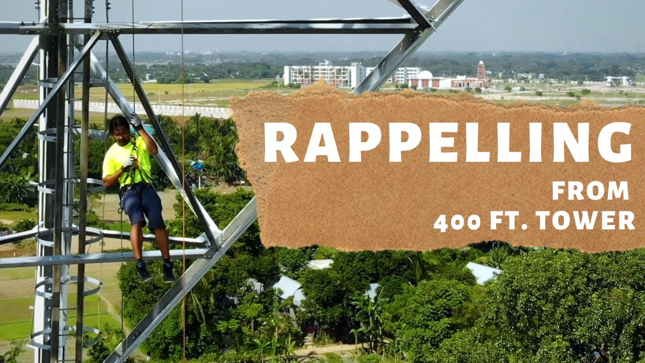 Rappelling from 400 ft. electrical tower with a figure eight plate