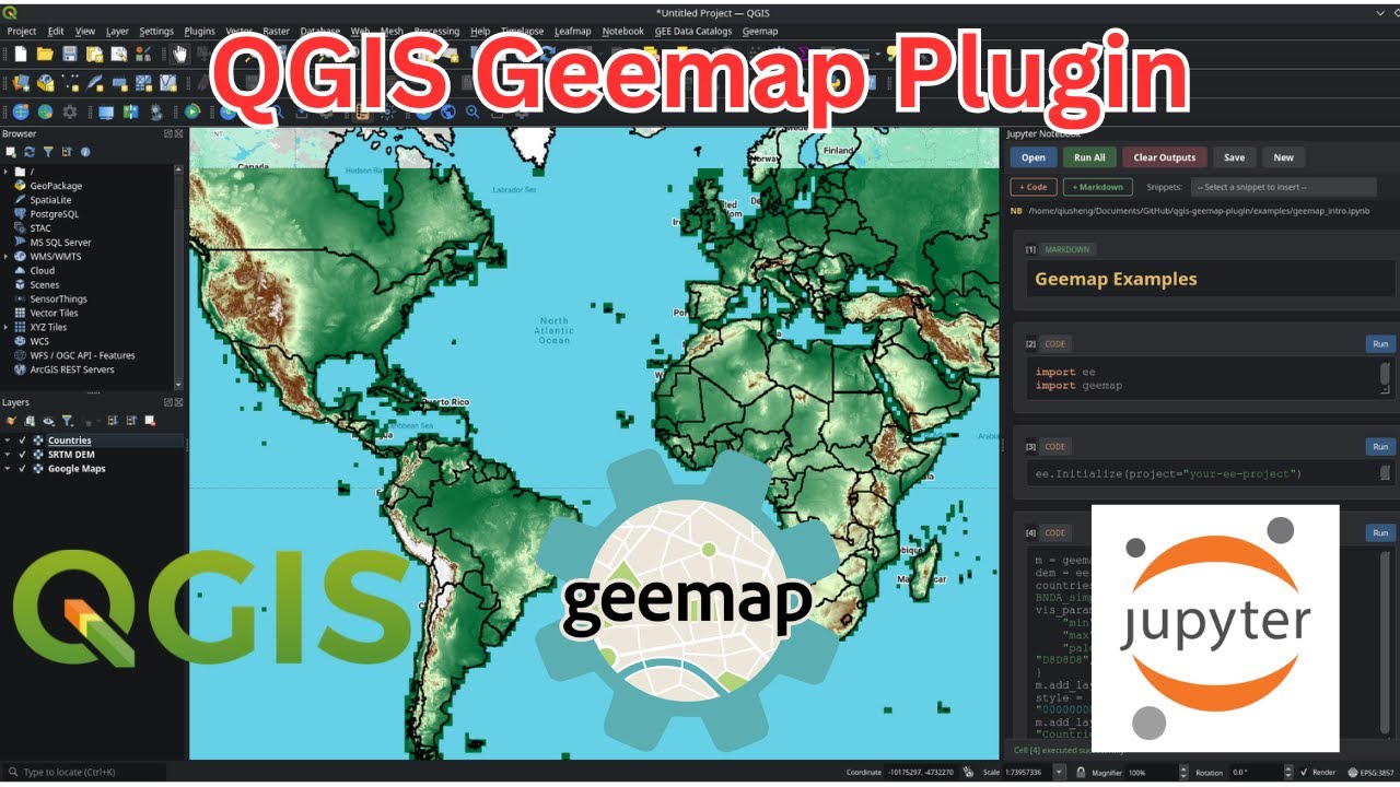 Плагин Geemap для QGIS: запуск Google Earth Engine и Jupyter Notebook в QGIS.