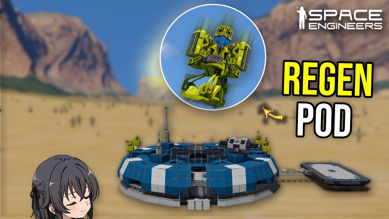 Regrowing Wheel Armor on Drop Pod vs Base Defense, Space Engineers