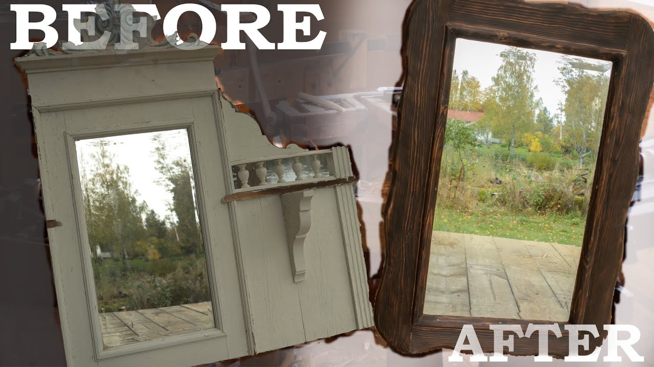DIY Farmhouse mirror | Easy mirror makeover | Trash to treasure