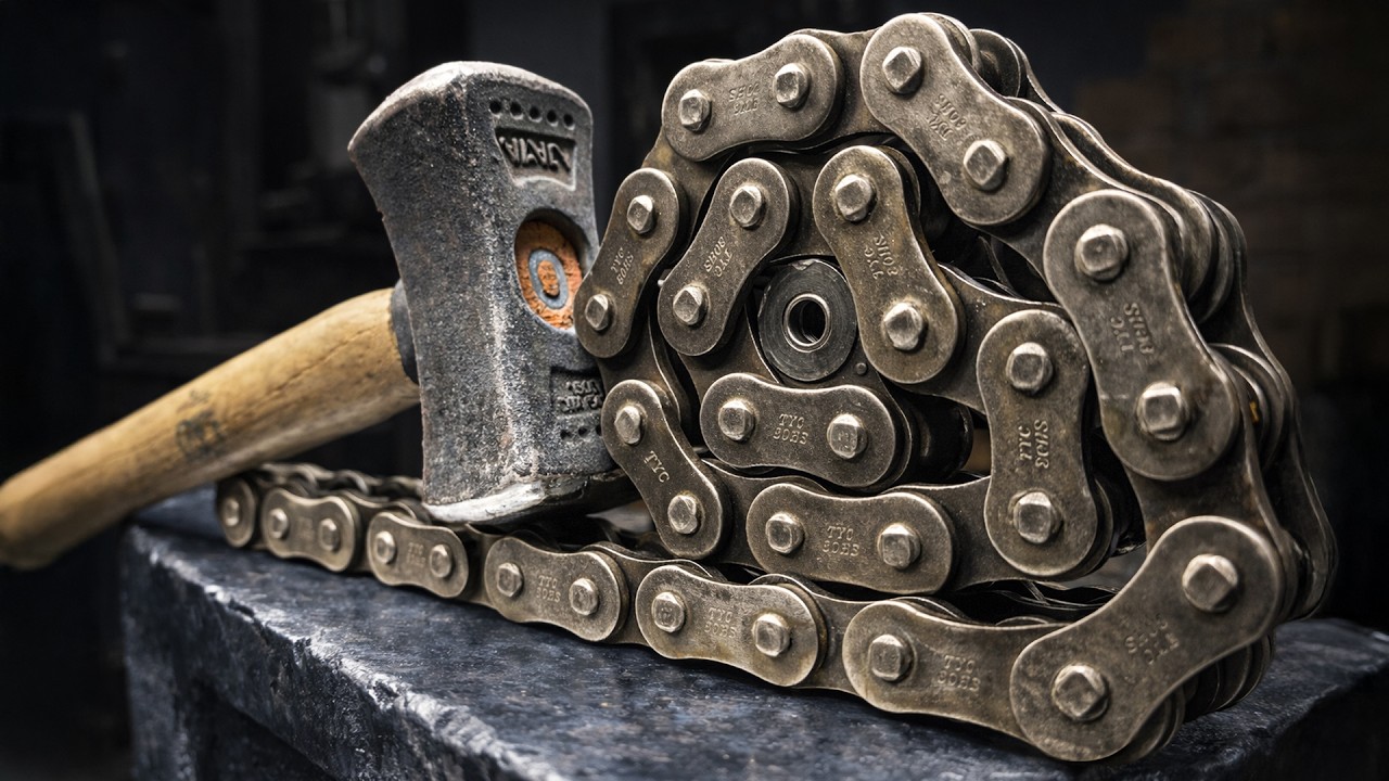 Forging a Damascus Knife from a Massive Tractor Chain