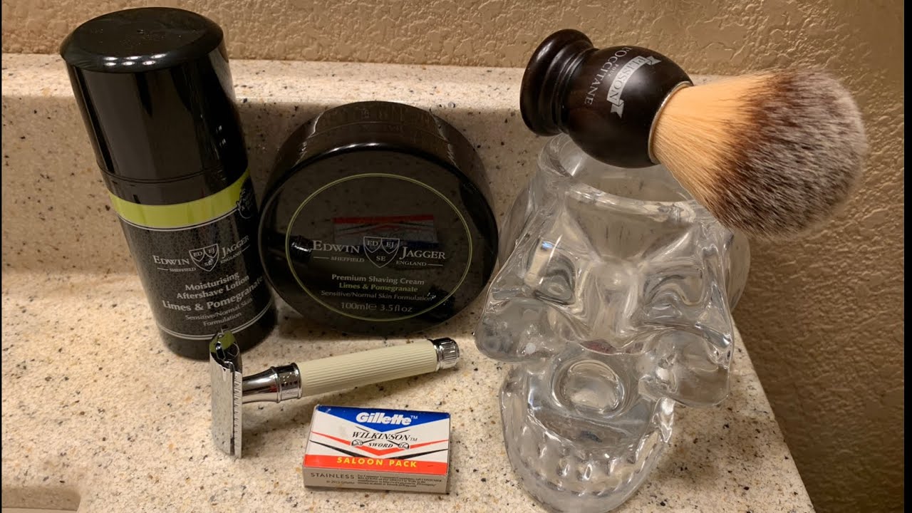 Edwin Jagger Shave- DE89 & Limes & Pomegranate Shave Cream & Aftershave.