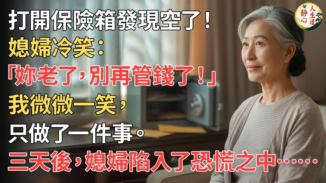 【我70歲】領退休金那天，我打開保險箱，發現裡面空了！媳婦冷笑：「妳老了，別再管錢了！」我微微一笑，只做了一件事。三天後，媳婦陷入了恐慌之中…【靜心人生道】#上了年紀該明白的事