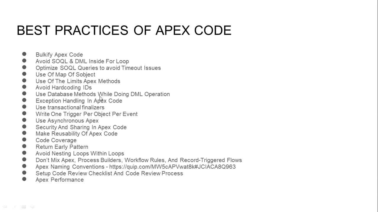 BEST PRACTICES OF DEVELOPMENT SALEFORCE