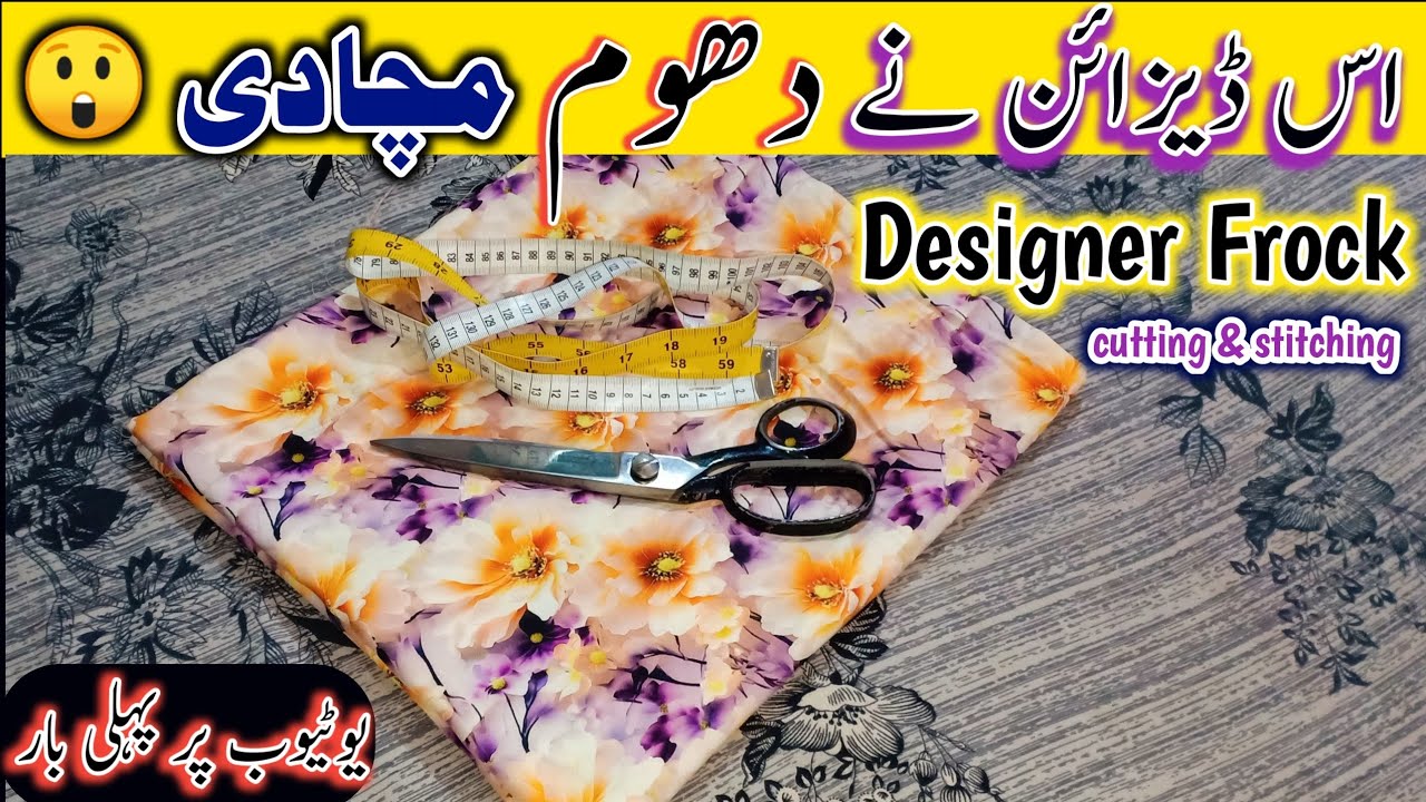 Designer high low short frock cutting and stitching