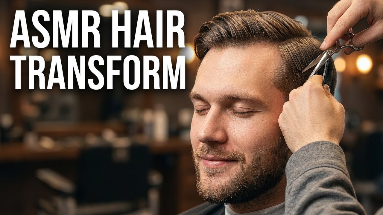 EXTREMELY SLOW ASMR Haircut ✂️ Scissors only | No talking | Plus beard trim