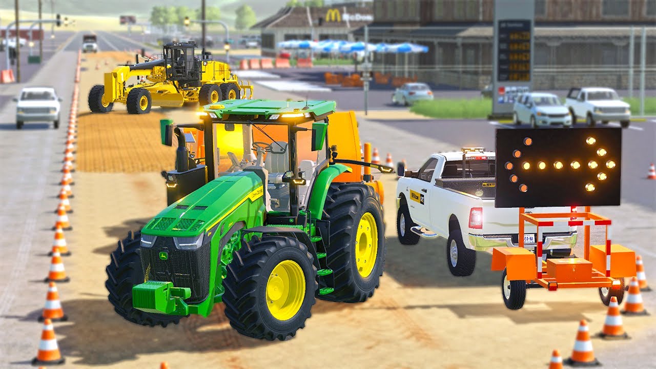 Road Construction on BUSY City Street! | Roleplay Farming Simulator 19