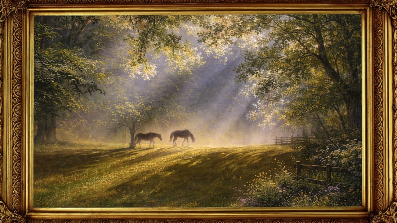 Whispers Through the Trees.Beneath a Canopy of Firelight.4K Framed TV.