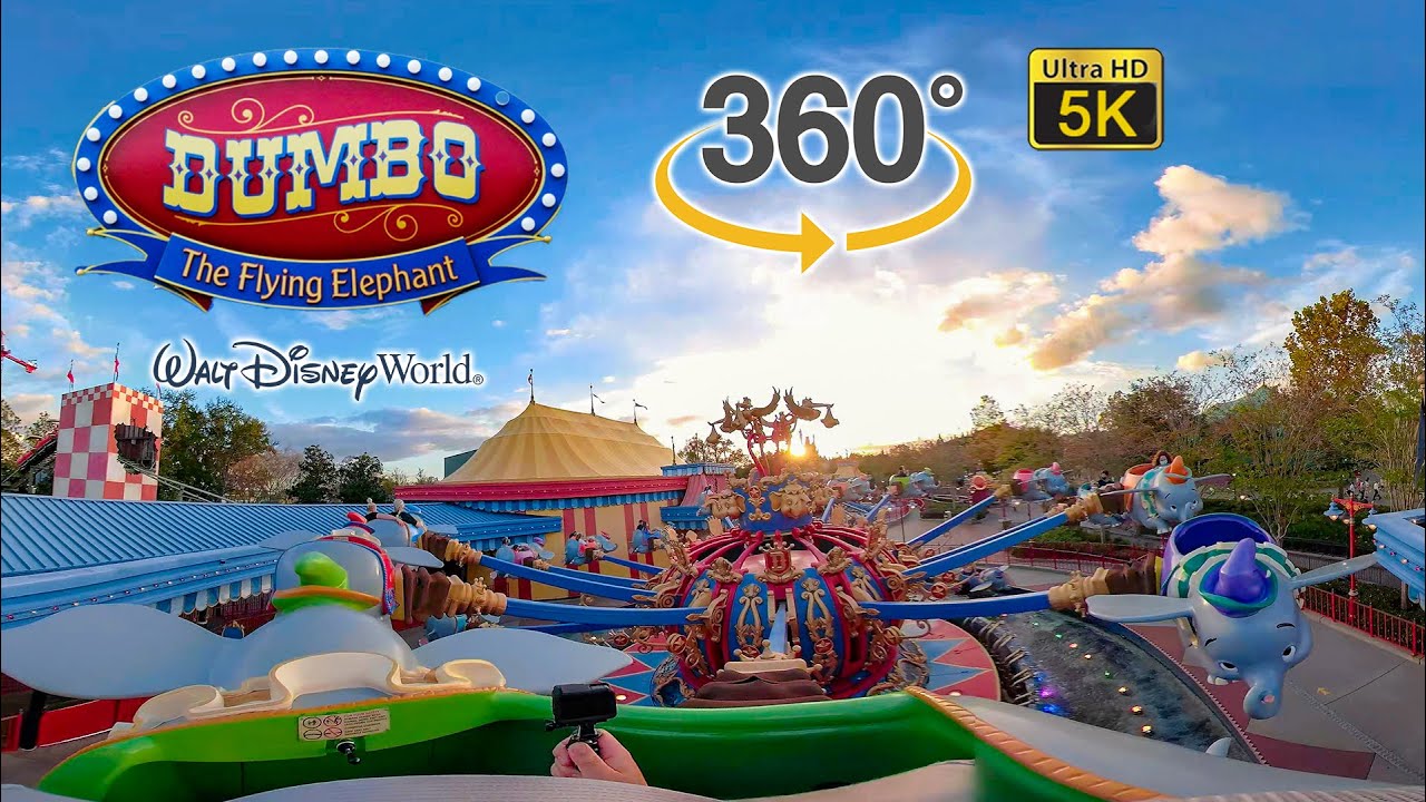 VR 360 5K Dumbo the Flying Elephant On Ride Ultra HD POV with Queue Walt Disney World 2020 12 31