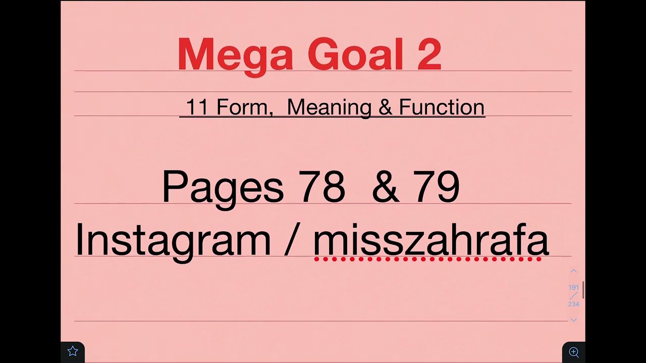 Mega Goal 2 الصف الأول ثانوي |  Unit 5 | 11 Form , Meaning & Function | Pages 78 & 79