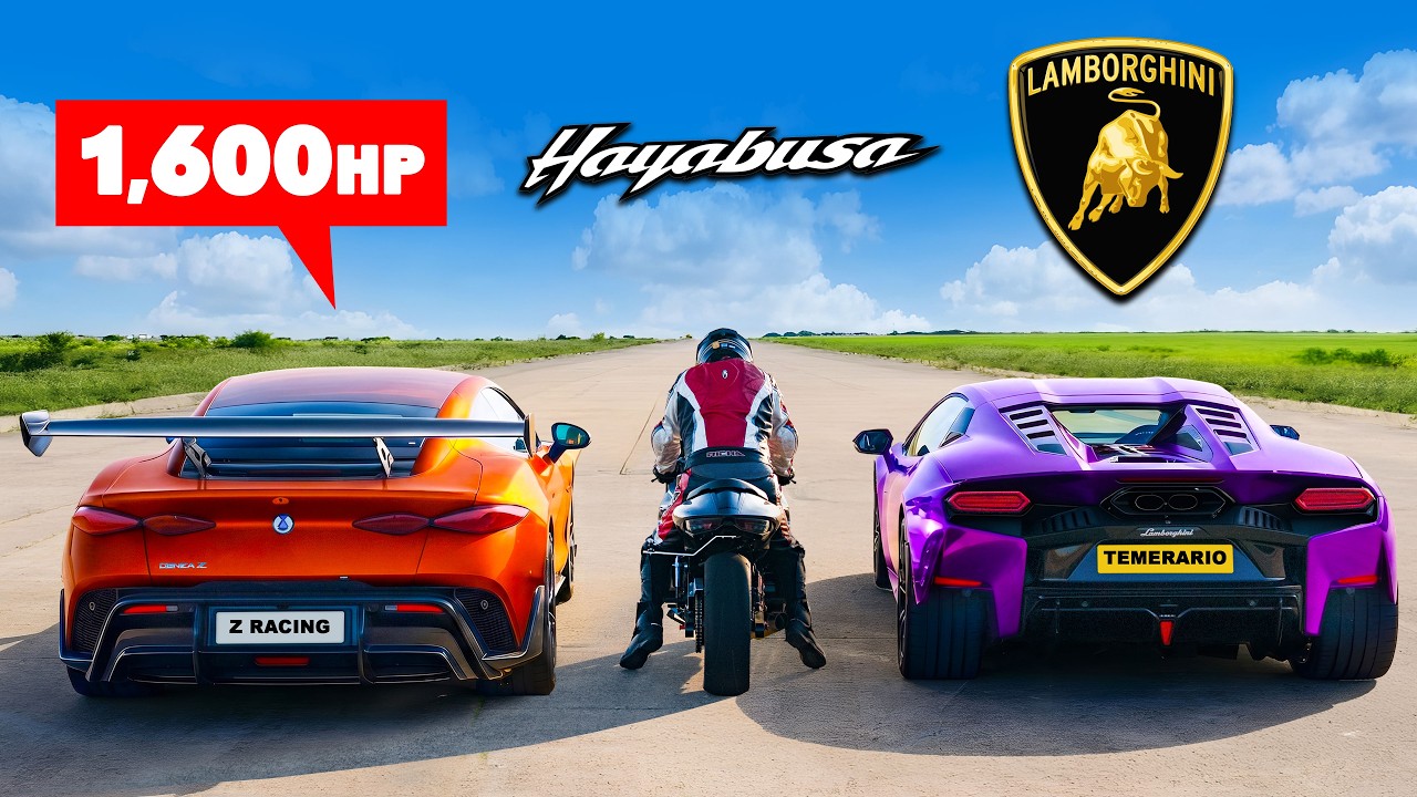 China&rsquo;s Bugatti killer v Lambo Temerario v 450hp Hayabusa: DRAG RACE