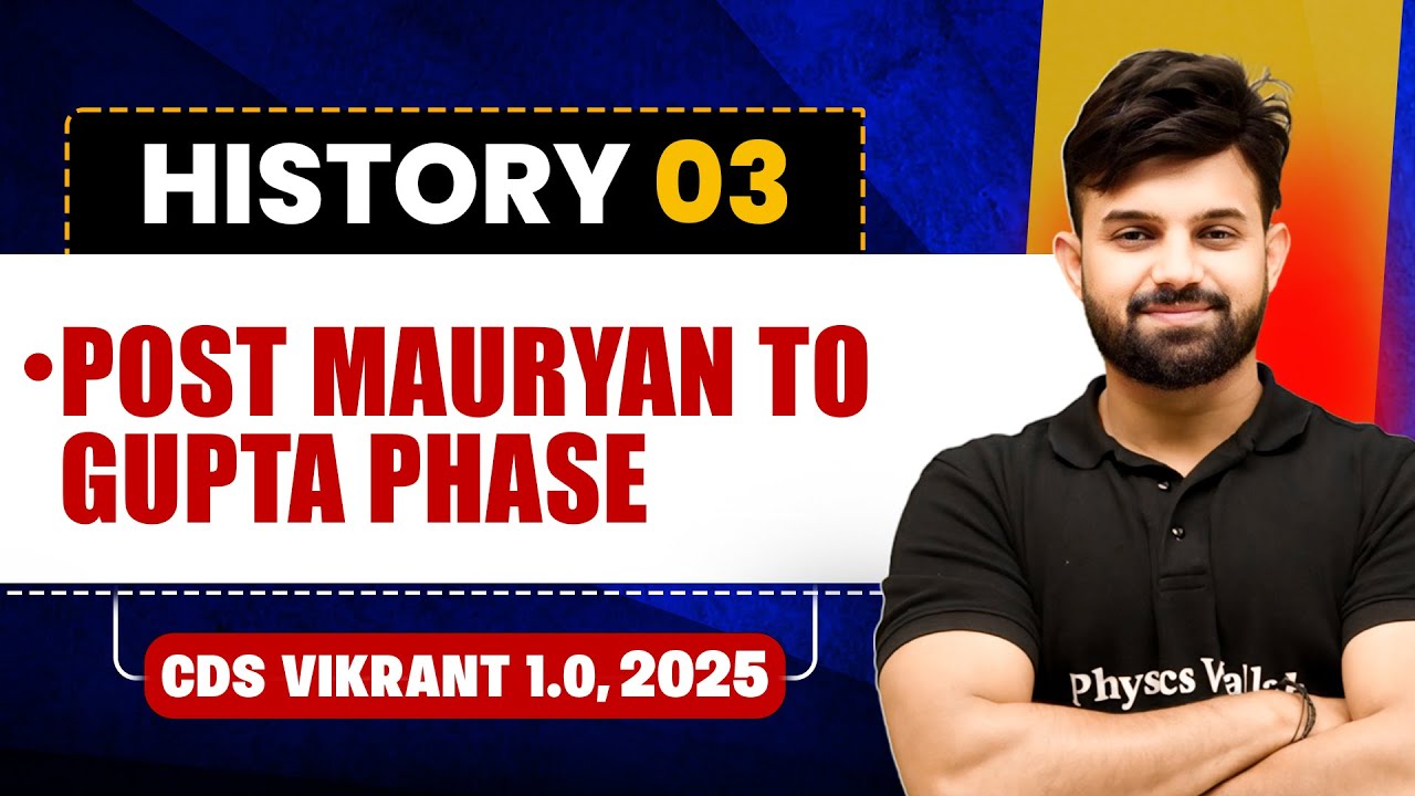 Post Mauryan to Gupta Phase | History for CDS 1, 2025 🤩| CDS Vikrant 1.0, 2025🤩
