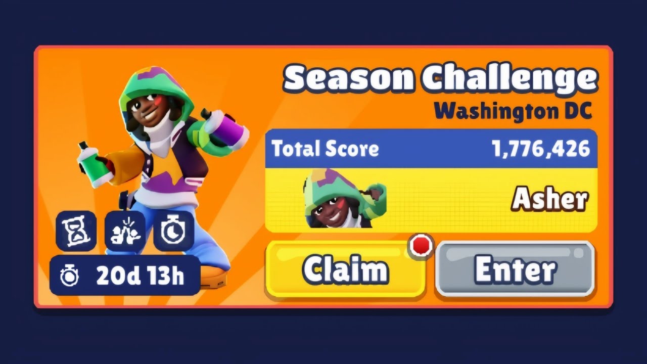 Subway Surfers LEGACY 2025 : ASHER 🔥 from Season Challenge by Time Travel in Washington DC 2025 🎶🎨
