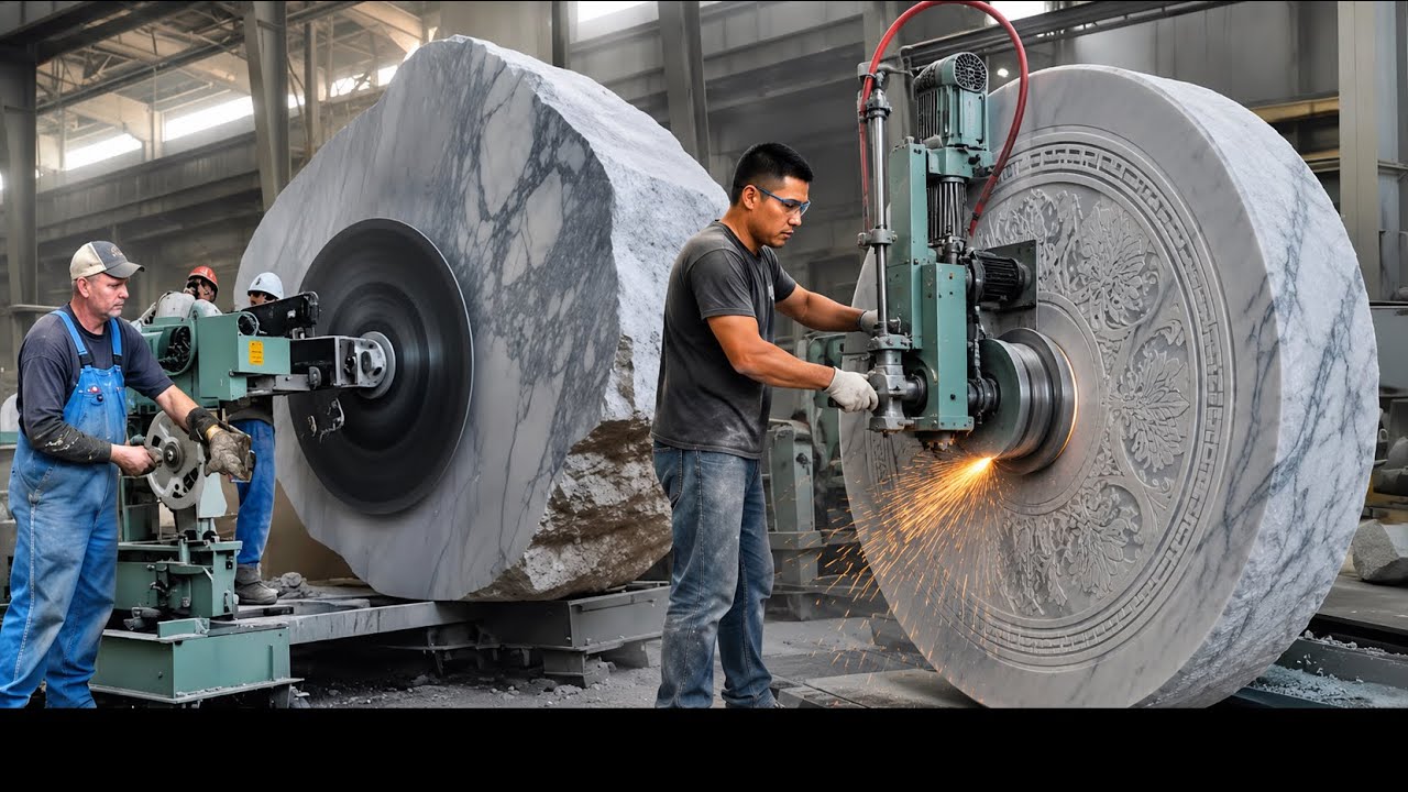 Incredible Giant Marble Stone Cutting | Perfect Slabs Factory Process