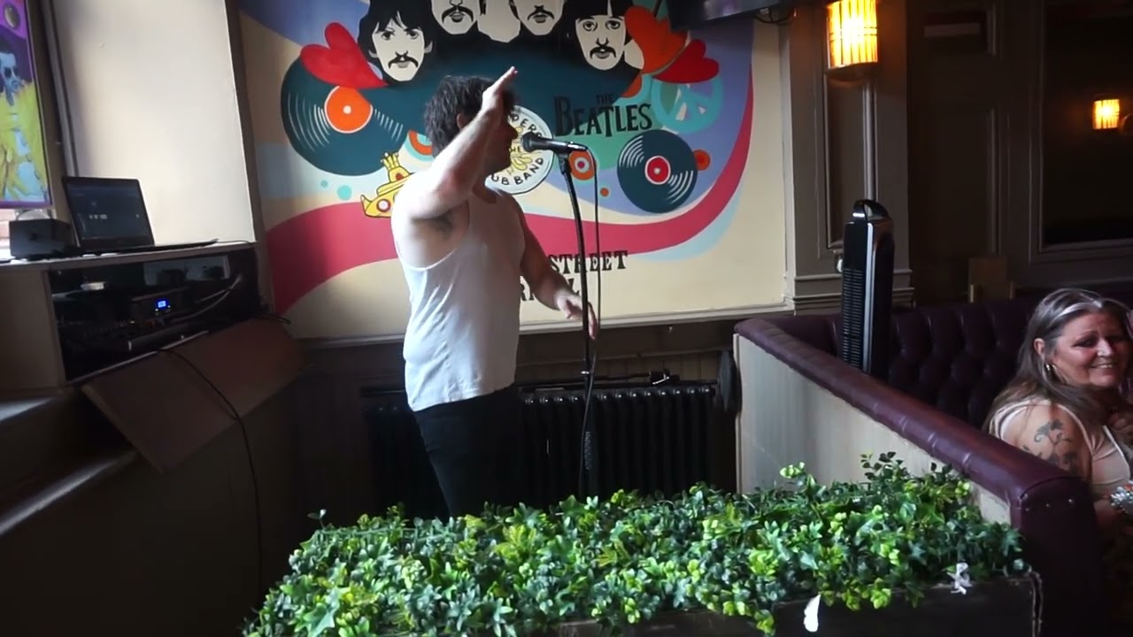 Dominic Basnett sings Like Sister and Brother by the Drifters in the Grapes Liverpool