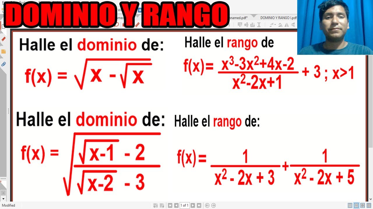 DOMINIO Y RANGO FUNCIONES EJERCICIOS RESUELTOS CALCULO 1